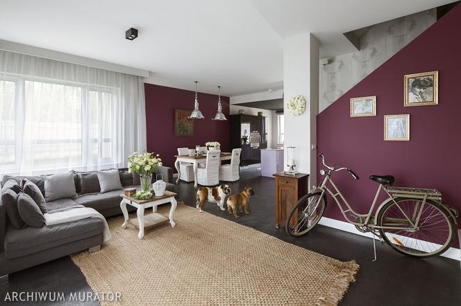Salon w kolorze wina: bordowe ściany w aranżacji salonu