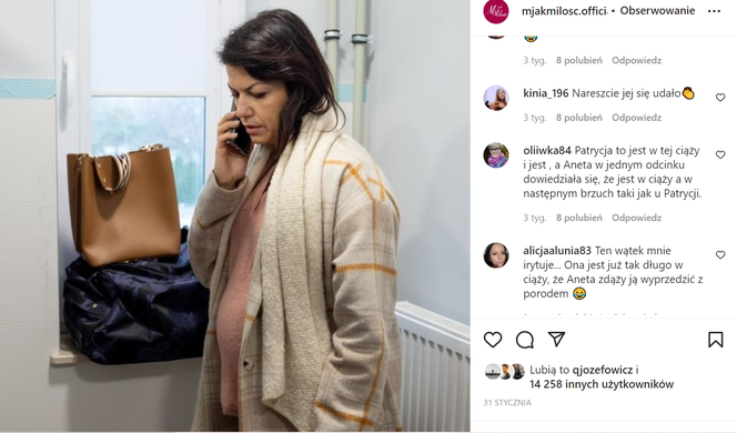 M jak miłość. Komentarze widzów pod postem na oficjalnym profilu serialu na Instagramie 