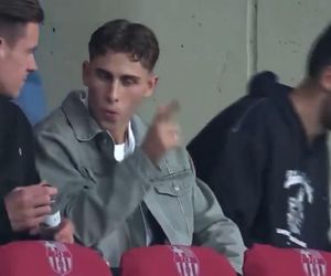 Marc-Andre ter Stegen, Fermin Lopez i Joan Garcia podzcas meczu FC Barcelona- PSG