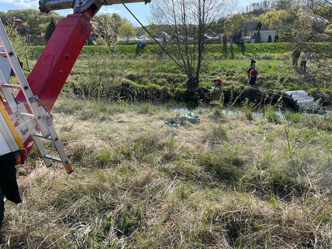 Zaparkował" auto w rzece Radunia. Na miejscu straż pożarna [ZDJĘCIA]