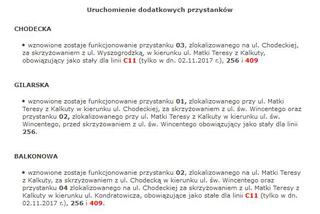 CZĘŚĆ 1      Zmiany obowiązujące w dniach 23-27.10.2017 r. oraz 2.11.2017 r. (poniedziałek-piątek oraz czwartek)