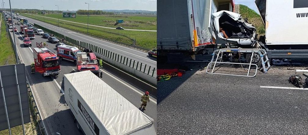 Krzeczów. Wypadek śmiertelny na autostradzie A4. Zablokowany pas w kierunku Krakowa