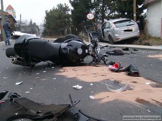 Wypadek motocyklista Trzebinia