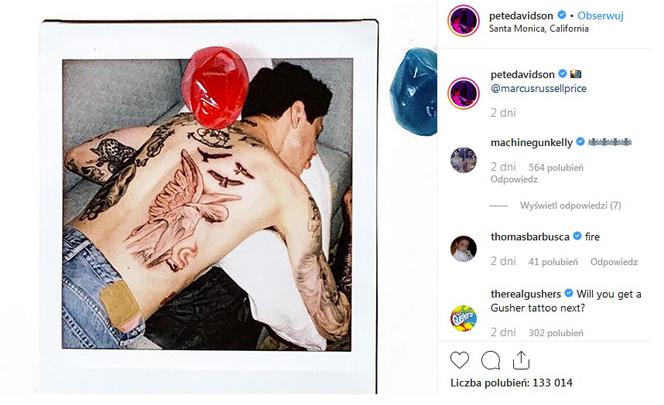 Pete Davidson - nowy tatuaż na plecach - Instagram