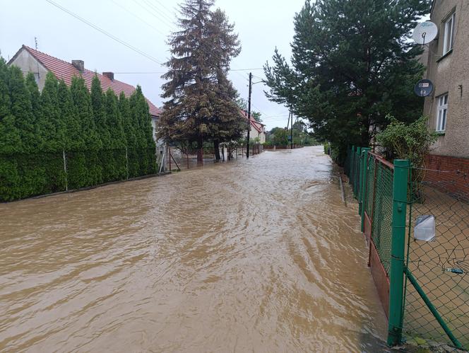 Zagrożenie powodziowe. Głuchołazy. Woda przelała się przez wały. Zalewa miasto