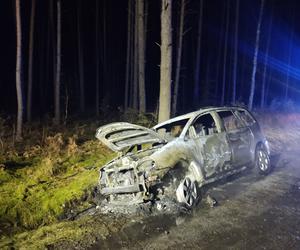 Tragiczny pożar samochodu niedaleko Krzeszyc. Nie żyje jedna osoba