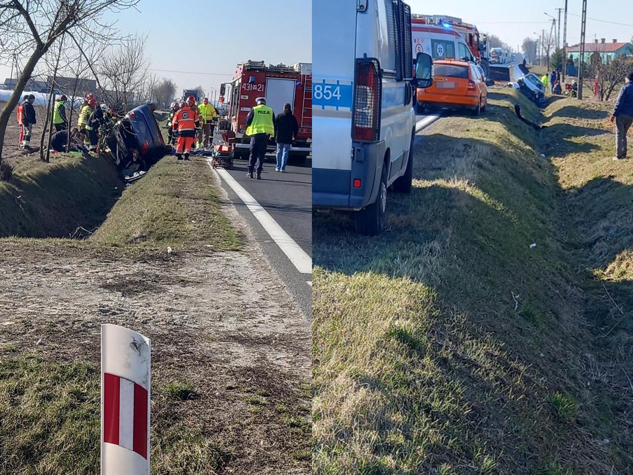 Potężne zderzenie pod Gostyninem. Kierowca kii zmarł w szpitalu w Płocku