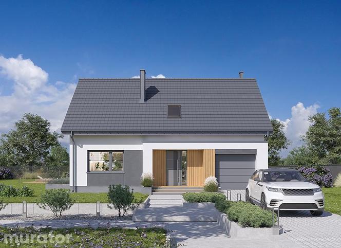 Projekt domu do 140 m² z poddaszem. Projekt domu z 6 pokojami i jednostanowiskowym garażem