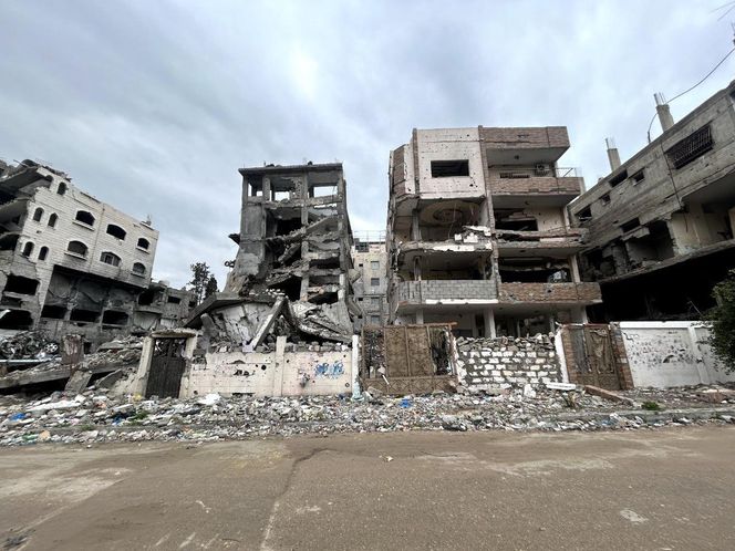 Zbombardowane budynki Gazy