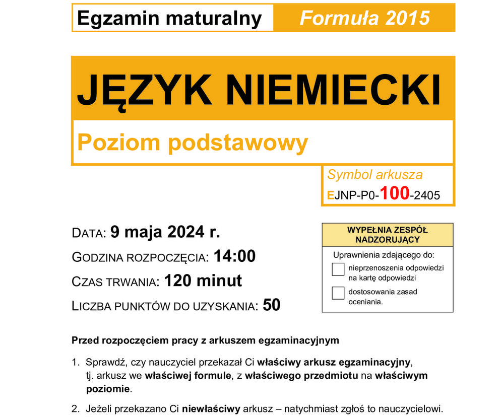 Matura 2024 niemiecki. Arkusze CKE Stara formuła