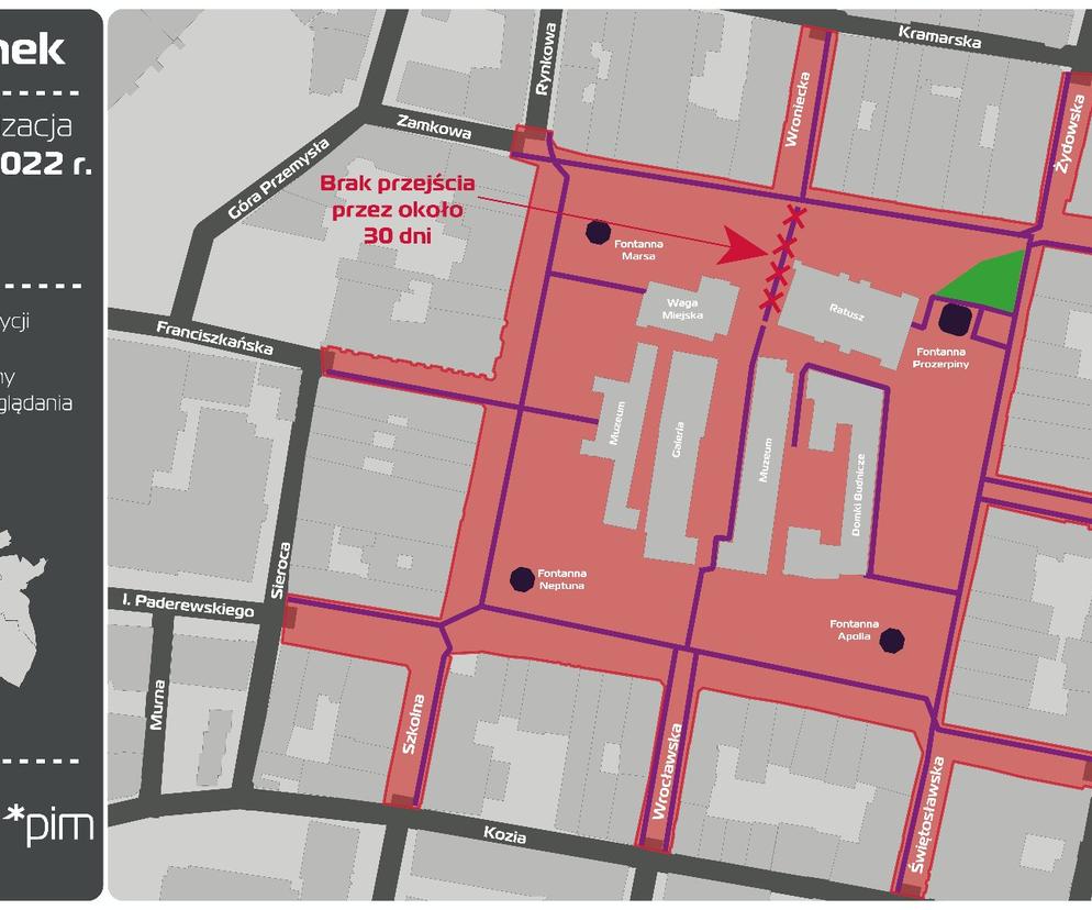 Schemat organizacji ruchu pieszego na Starym Rynku