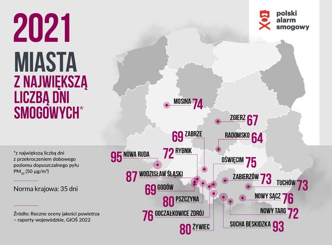 Polski Alarm Smogowy 2022. Ranking zanieczyszczonych miast