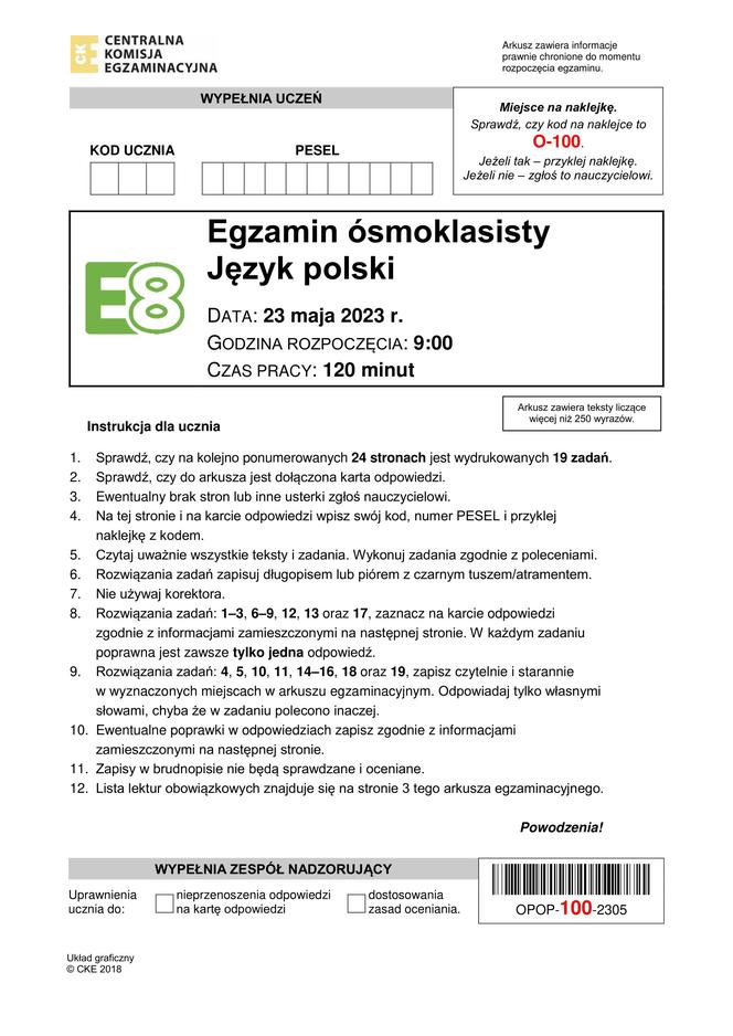 Tak wyglądał egzamin ósmoklasisty 2023 z polskiego!