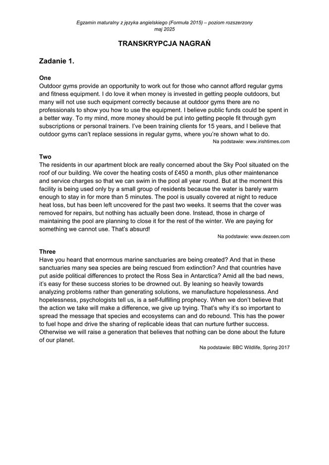 Matura 2025 angielski rozszerzony: ODPOWIEDZI do wszystkich zadań, gotowe rozwiązania matury z angielskiego - Formuła 2015 [8.05.2025]