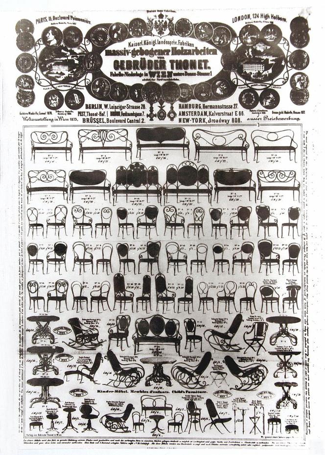 Katalog krzeseł Braci Thonet z 1873 roku