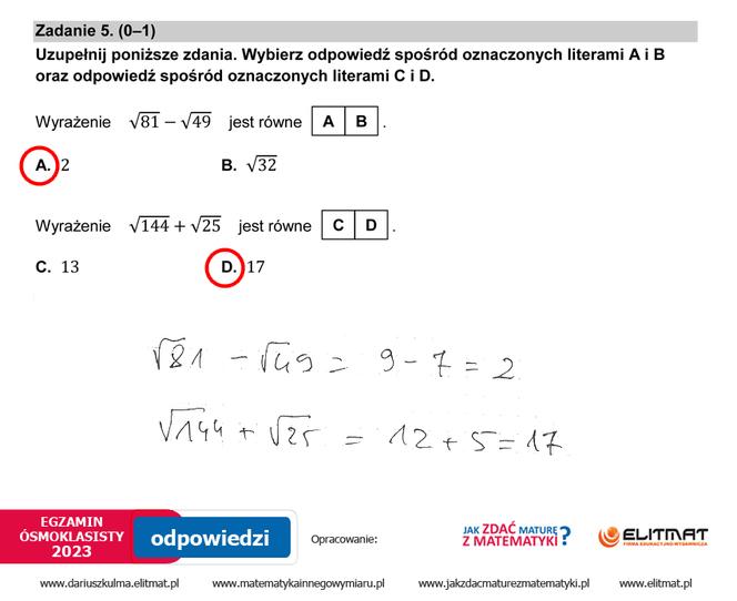 Egzamin ósmoklasisty 2023: matematyka. Zadania, arkusze CKE i odpowiedzi z matematyki [24.05.2023]