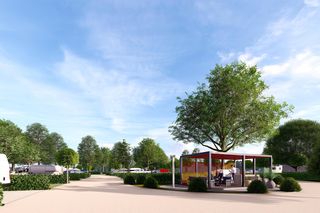 Wizualizacja parku kamperowego wraz z infrastrukturą towarzyszącą w Osłoninie