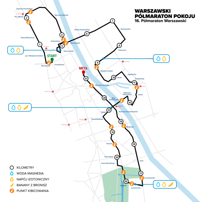 Trasa Warszawskiego Półmaratonu Pokoju