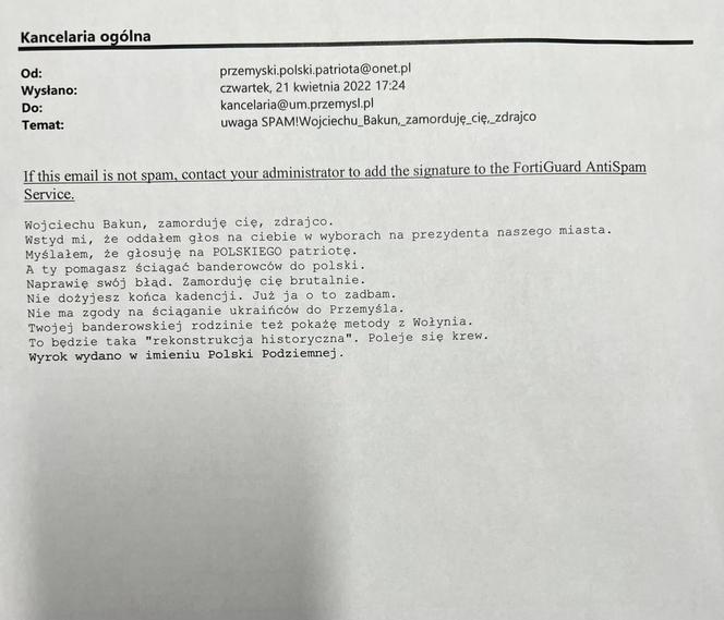 Prezydent Przemyśla dostał maila z pogróżkami. Nie dożyjesz końca kadencji  [AUDIO]