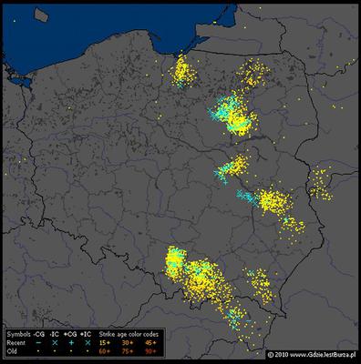 Burze w Polsce 06.07.2012, MAPKA - godzina 15:40