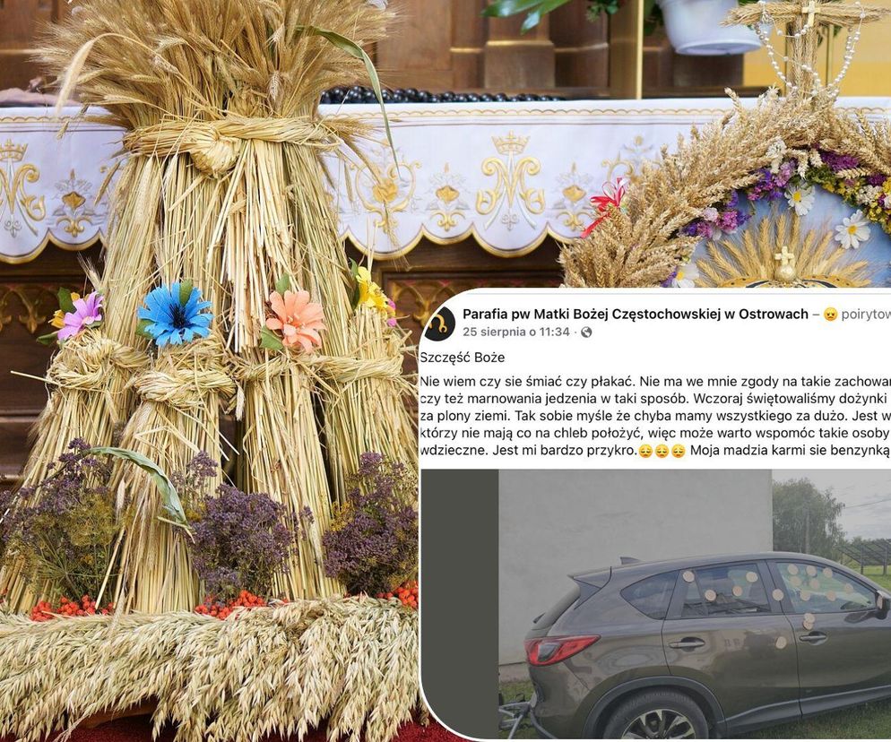Szok na dożynkach. Samochód księdza obrzucony mielonką! Nie wiem, czy się śmiać, czy płakać
