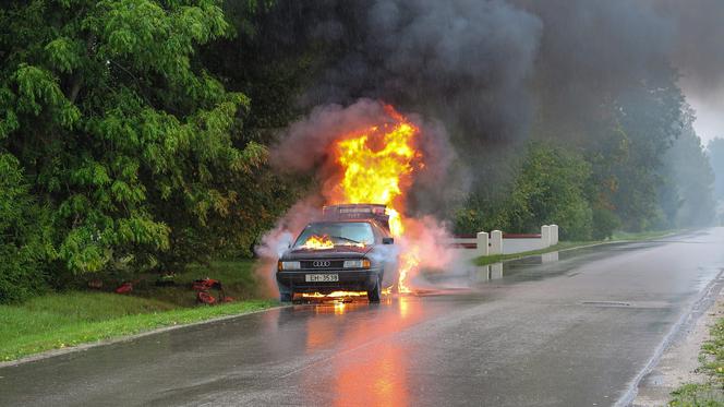 Świętokrzyskie: Auto w ogniu! Kierowca spłonął żywcem 