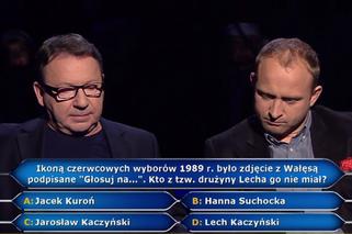 Zdjęcie z Wałęsą podpisane 'Głosuj na...'- kto z drużyny Lecha go nie miał? Szyc i Zamachowski politycznie w Milionerach