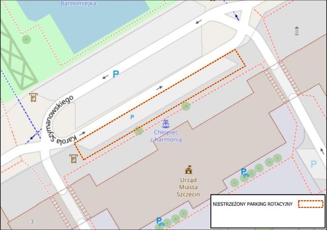 Niestrzeżony Parking Rotacyjny przy urzędzie miasta
