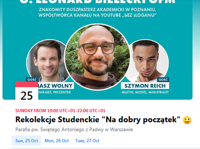 Szymon z Hotel Paradise bierze udział w rekolekcjach 