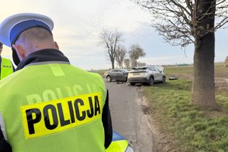 Poważny wypadek podczas wymijania w pow. gostyńskim. Lądował śmigłowiec LPR [ZDJĘCIA]