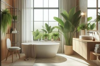 Donica XXL w łazience z oknem