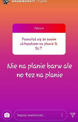 Anna Adamus - Zuzia z serialu Barwy szczęścia na Instagramie o chłopaku