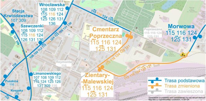 Zmiana organizacji ruchu w pobliżu olsztyńskiego Zatorza. Pojazdy komunikacji miejskiej pojadą inaczej [MAPA]