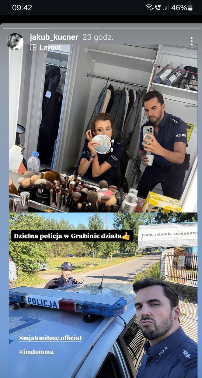 M jak miłość nowy sezon. Natalka (Dominika Suchecka), Rafał (Jakub Kucner) na planie