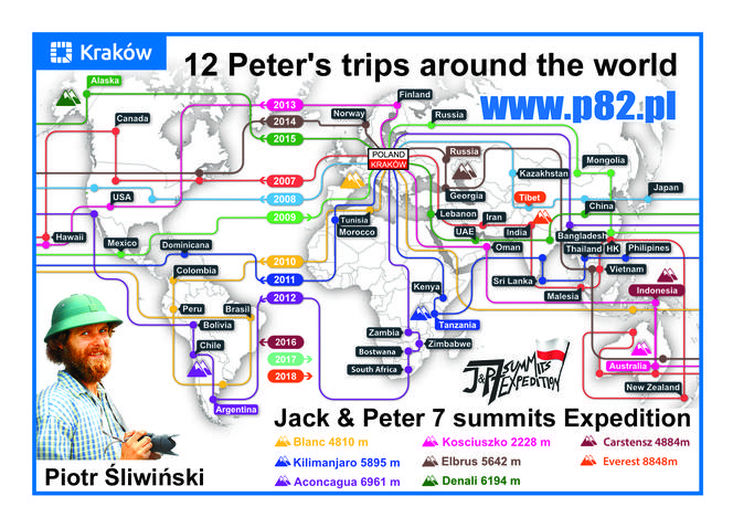 Mapa podróży Piotra Śliwińskiego