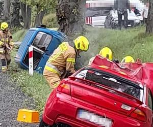 Wypadek w Gościeradowie Folwarku. Dwa auta wylądowały w rowie