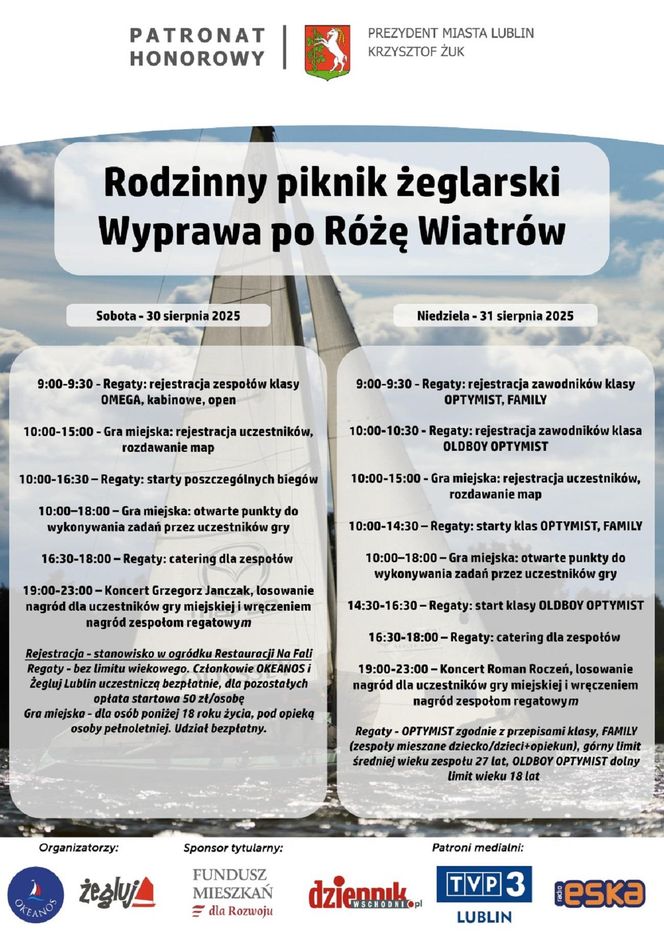 Plakat - zawody żeglarskie na Zalewie Zemborzyckim