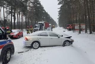 Czołowe zderzenie na DK 74 niedaleko Kluk. Jeden z kierowców trafił do szpita w Bełchatowie