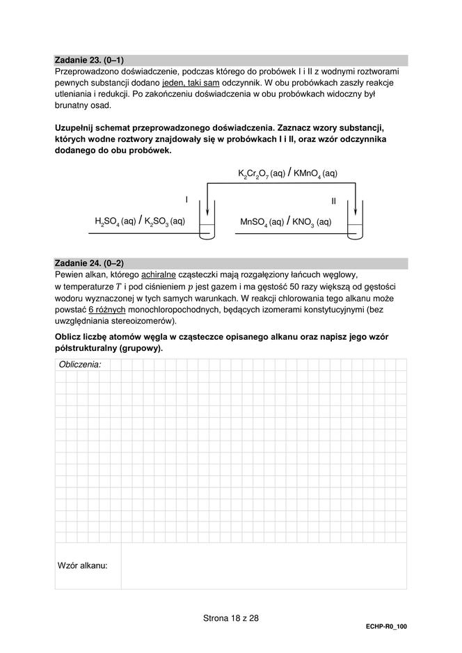 Matura 2023: chemia formuła 2015