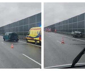Wypadek na autostradzie A4. Są utrudnienia! Bus zderzył się z osobówką