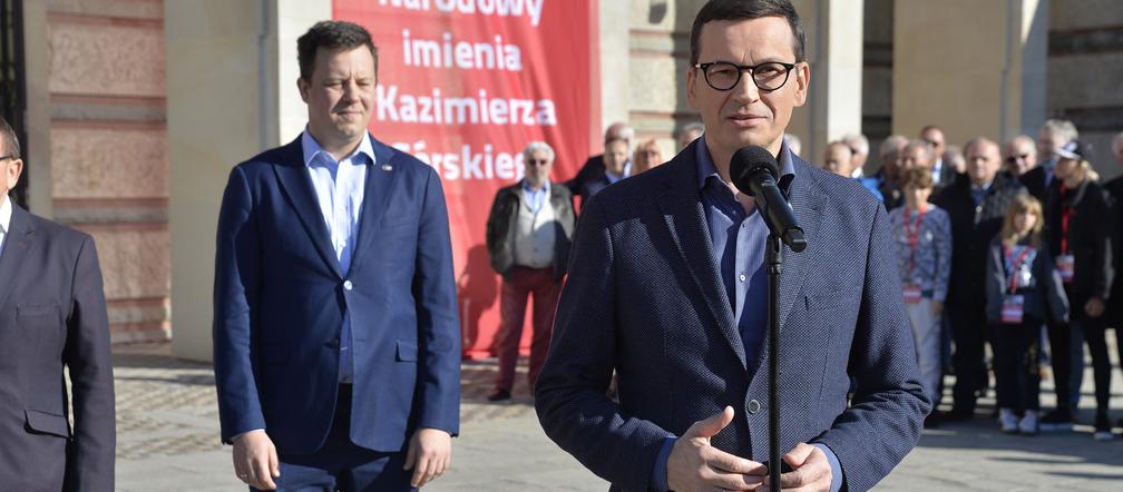 Premier Morawiecki na specjalnym meczu. Stadion Narodowy im. Kazimierza Górskiego