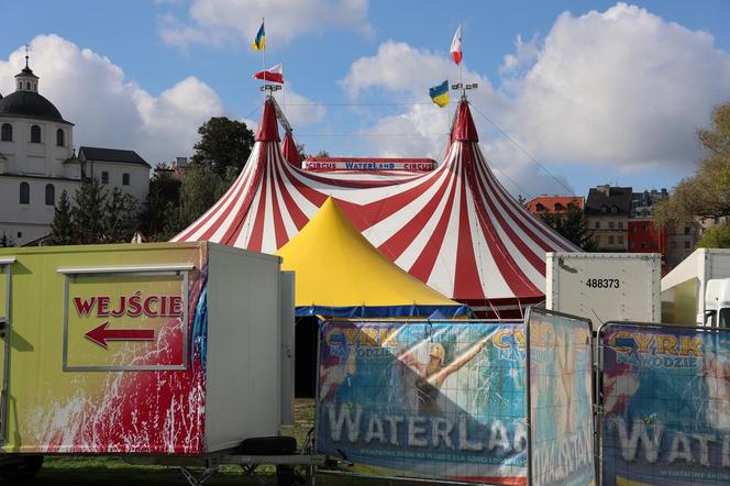 „Waterland”, czyli cyrk na wodzie w Lublinie. Na Błoniach pod Zamkiem rozłożono namiot cyrkowy