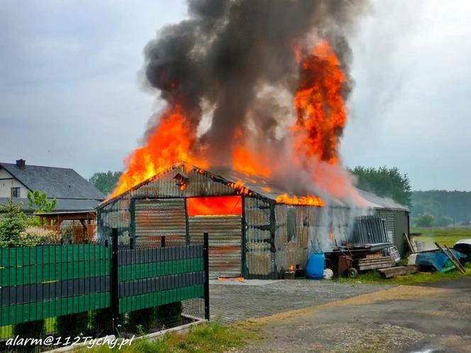 Pożar blaszanego warsztatu w Bojszowach Nowych