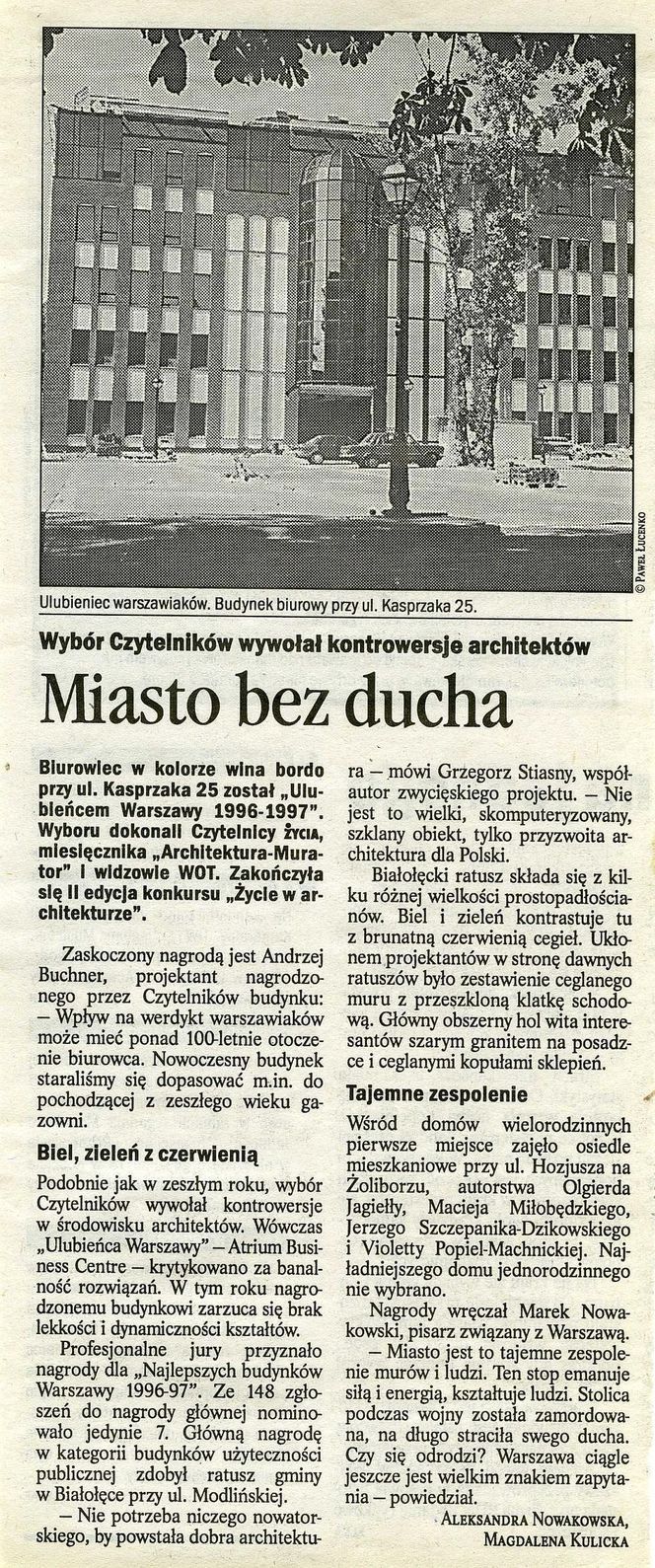 Miasto bez ducha, „Życie” nr 34, 19-20.01.1998