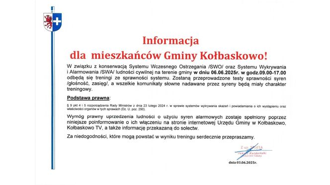 Test syren w gminie Kołbaskowo