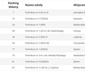 Ranking techników 2023 ŚLĄSKIE wg Perspektywy