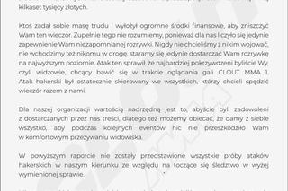 Clout MMA - raport z ataków hakerskich, podczas trwania gali