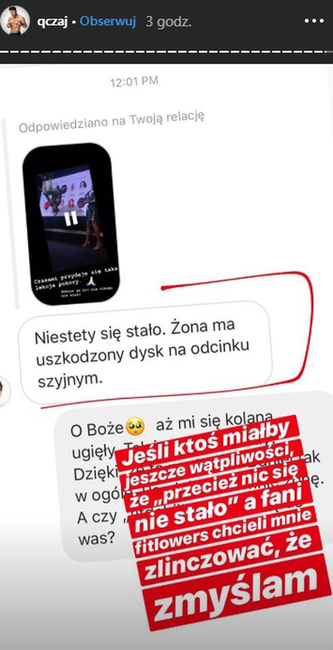 Qczaj - wpis na Insta Story