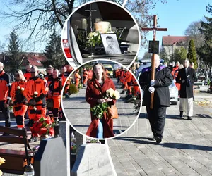 Białe róże, szpaler i służbowe uniformy. Tak wyglądał pogrzeb ratownika medycznego, który zmarł na dyżurze