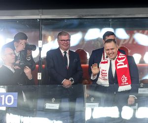 Karol Nawrocki i Kacper Meyna na meczu Polska - Finlandia